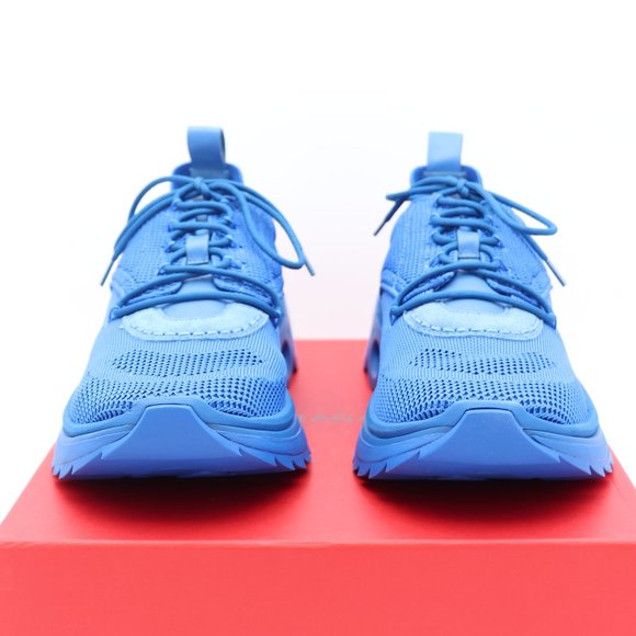 NIB Salvatore Ferragamo Mens Nima Blue Knit Lace-Up Runner Sneakers Shoes - Picture 2 of 12